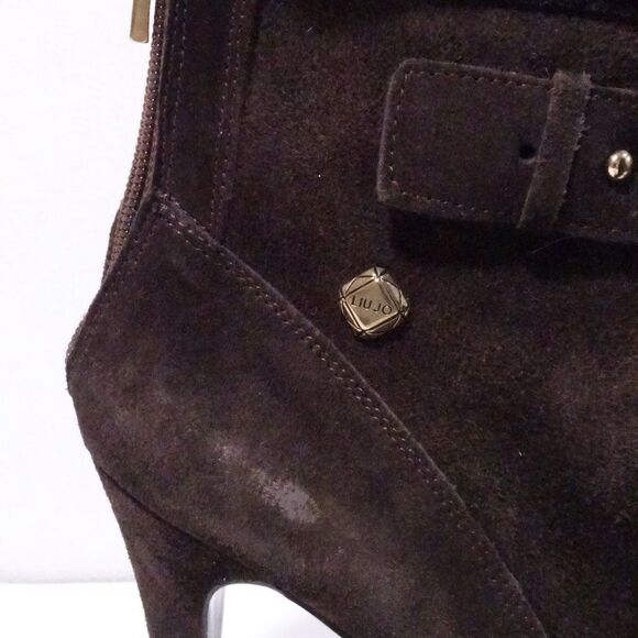 LIU JO Women's Brown Suede Shearling Fur Platform Lace Up High Ankle Boots Sz 37 - Picture 3 of 10